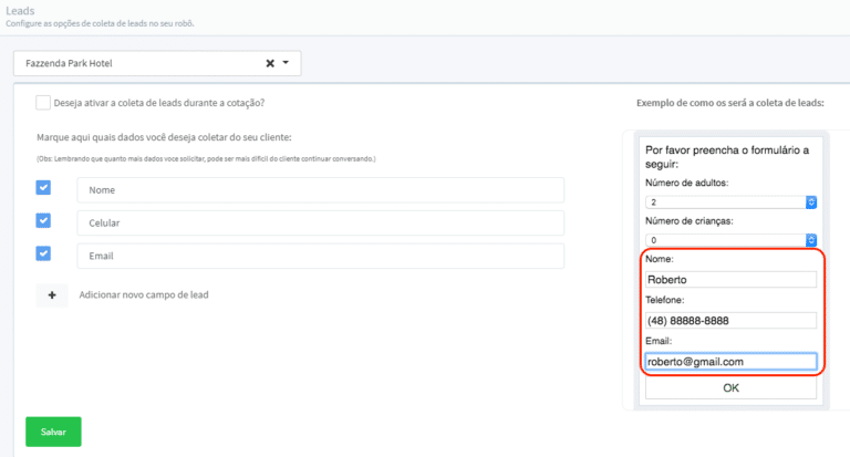 Captura de leads com chatbot