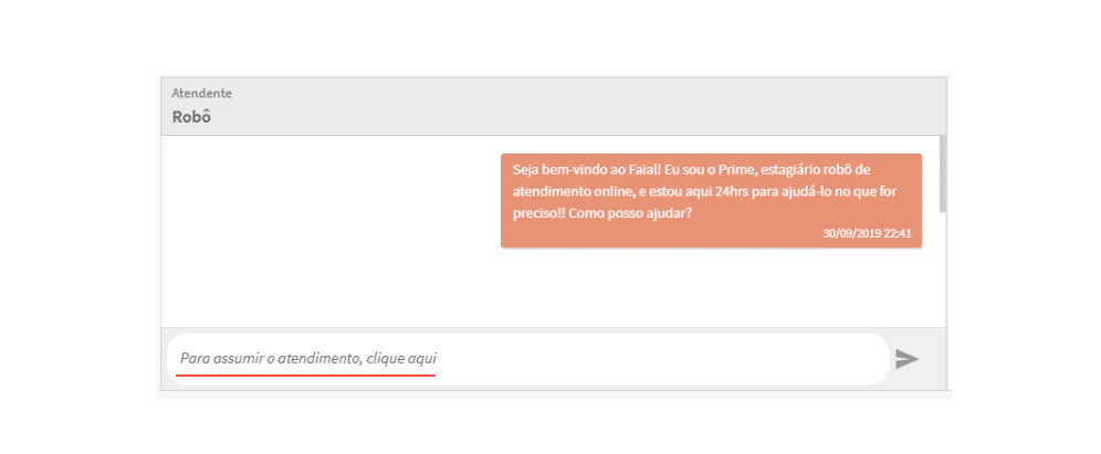 Intervenção humana no chat de atendimento