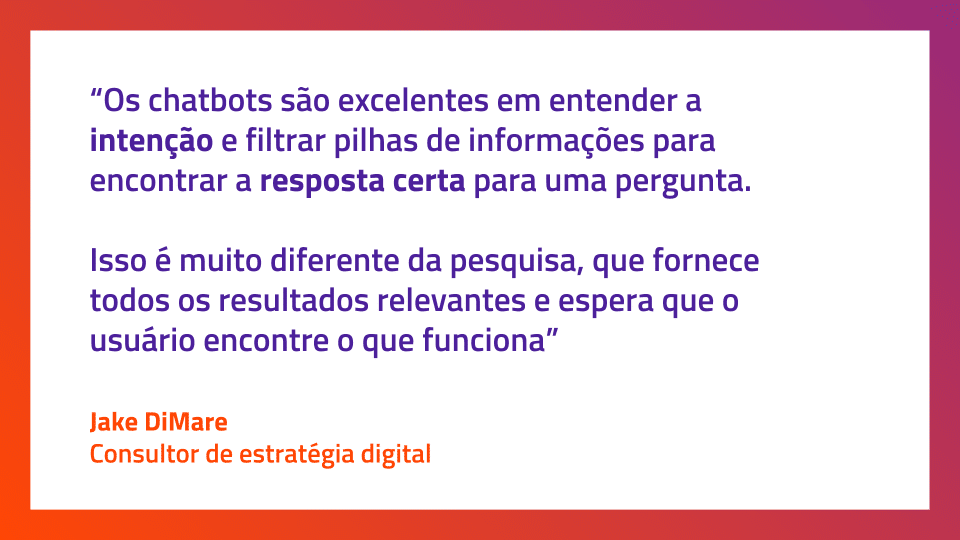 Diferença de resposta entre chatbots e pesquisas na internet