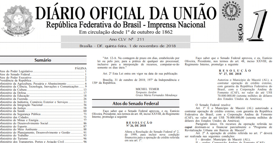 Comunicado impresso do antigo Diário Oficial da União