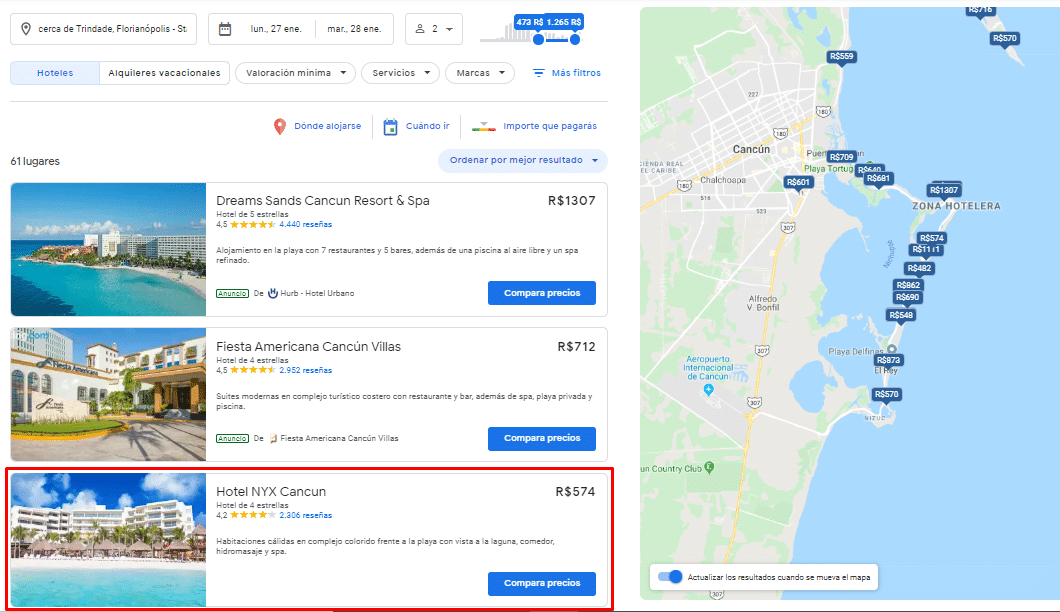 google hotel en cancun