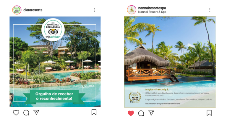 Coloque os bons reviews do TripAdvisor no Instagram do hotel