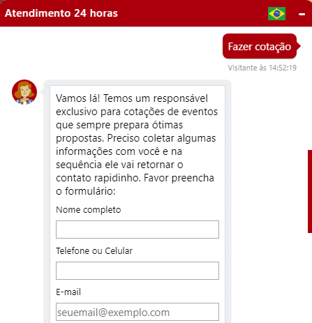 Captura de lead interessado em sala de eventos em hotel corporativo