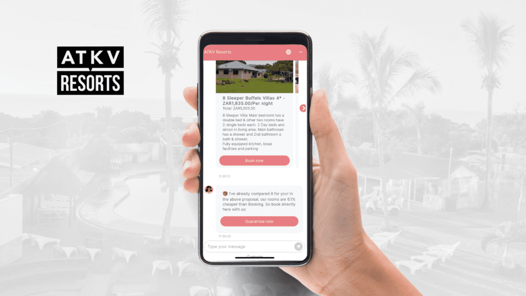 Asksuite's AI Reservation Agent in action at ATKV Resorts' website
